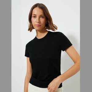 Anthropologie Women Top Black 100% Cashmere Short Sleeve Knit Shirt Size M